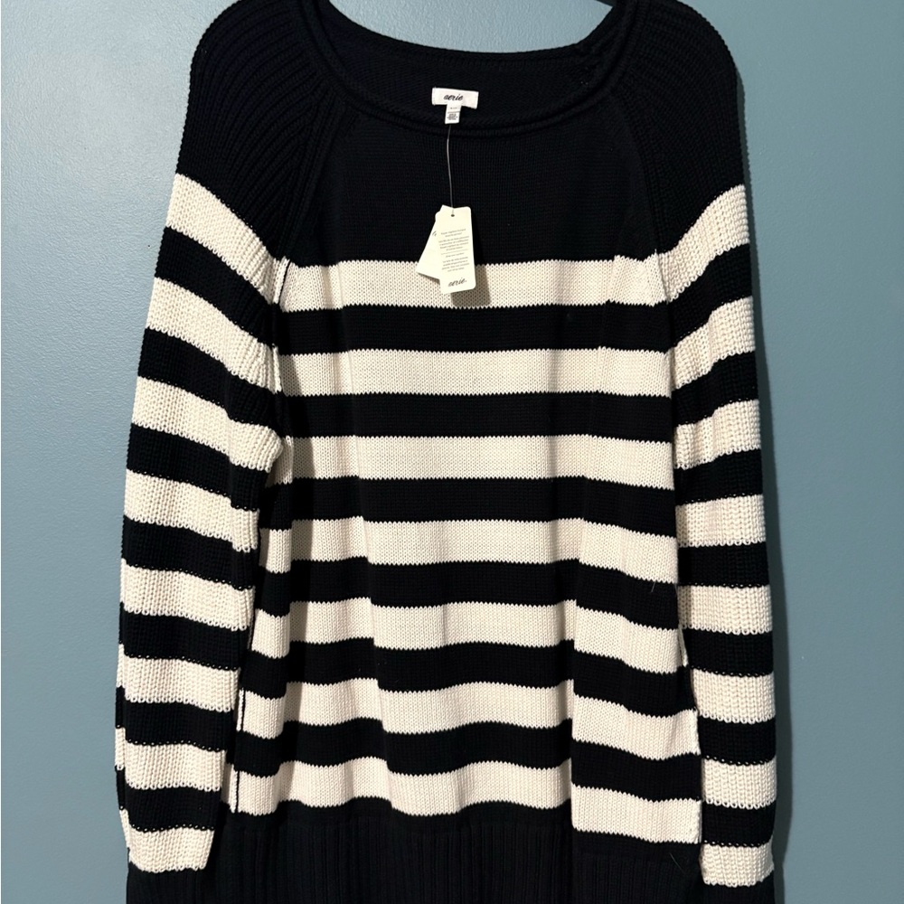 Aerie Striped Black and White Sweater